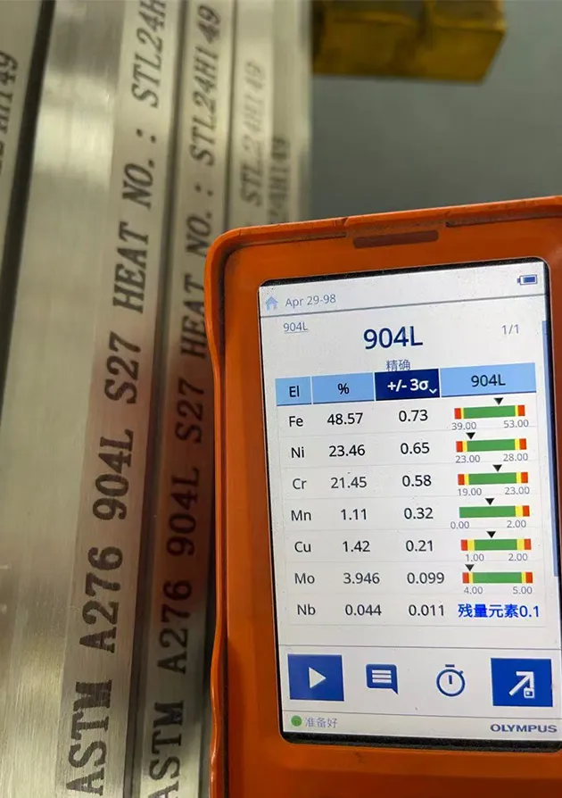 904L Stainless Steel Element Composition Spectral Analysis