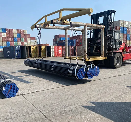 Steel Pipes Waiting for Vessel Loading at Wharf