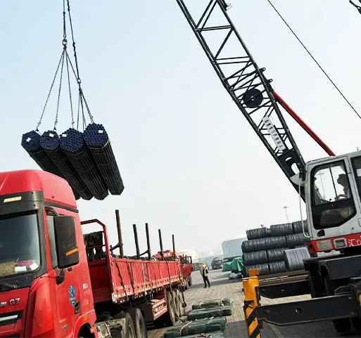 Wharf Unloading of Steel Pipes
